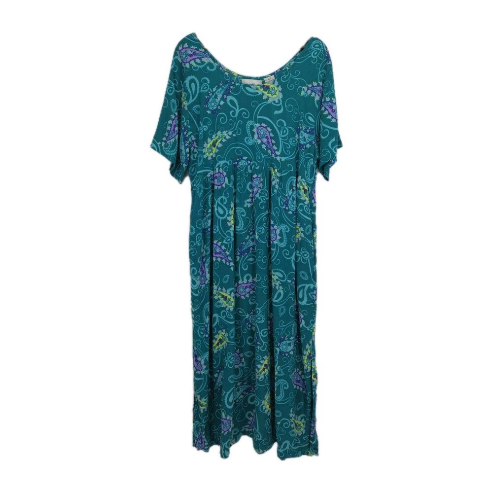 Vintage Diane Von Furstenberg The Color Authority Maxi Dress M/L Teal Paisley